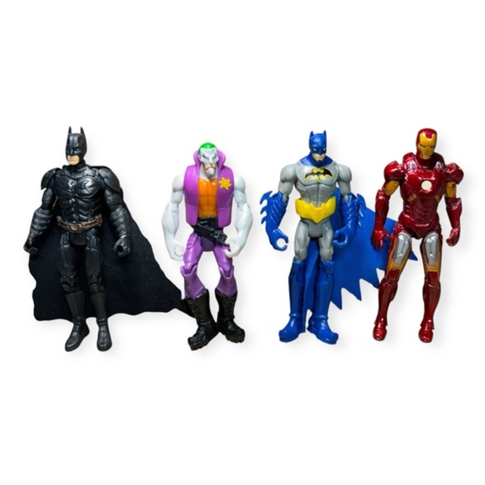 Superhero Mini Action Figure Set - 2‎ Batmans, Joker and Ironman